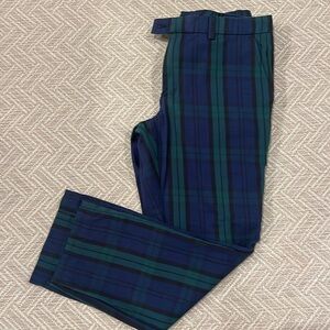 Vineyard Vines Trouser Green/Navy Plaid Size 32x30 Club Pant 100% Cotton Twill